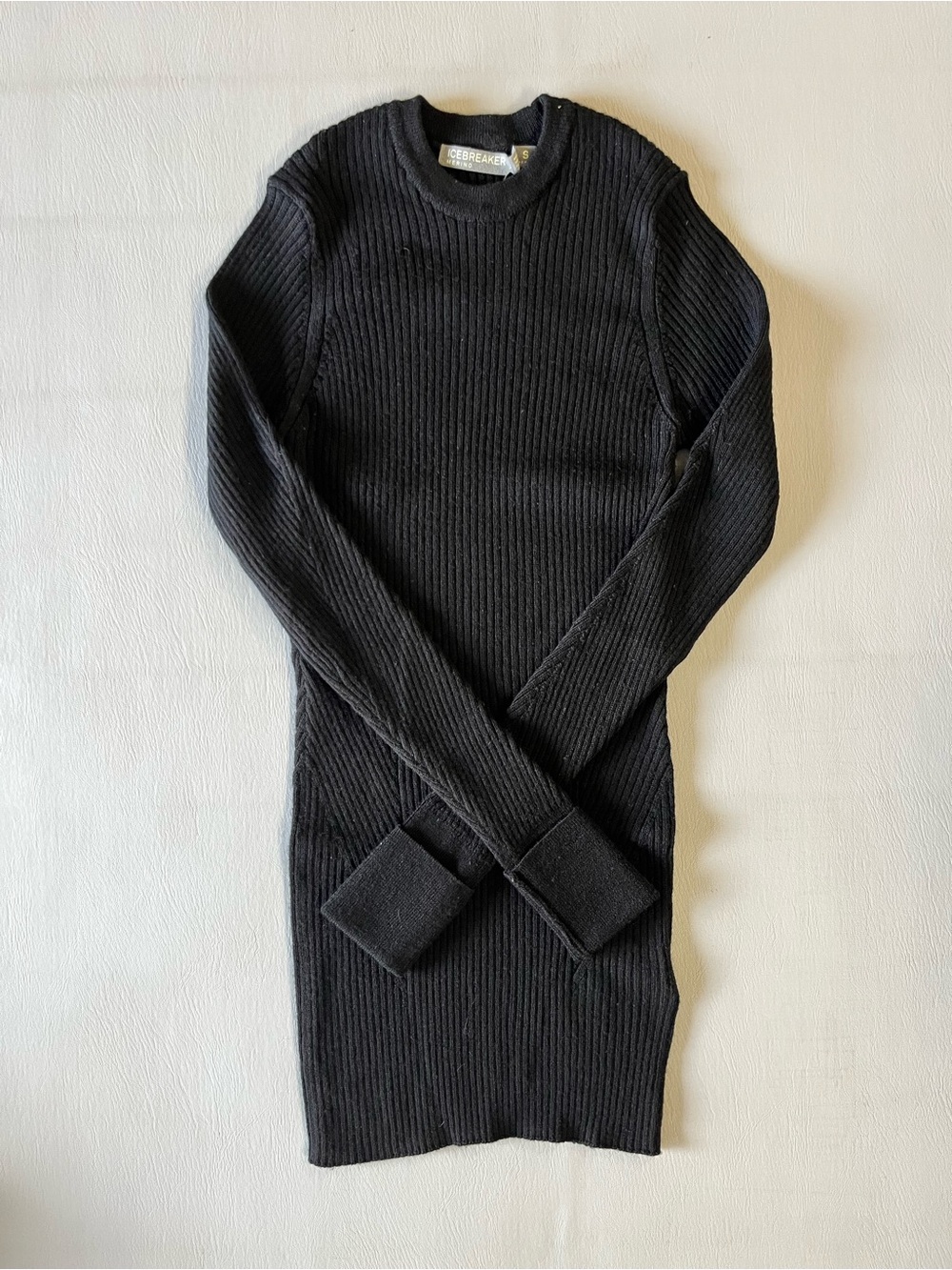 Icebreaker Black Ribbed Crew Sweater